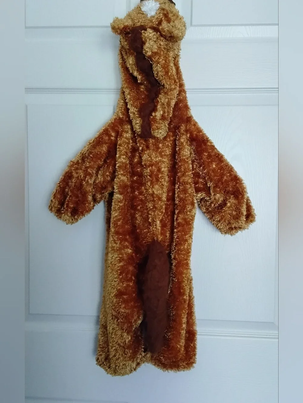 Cozy Brown Fuzzy Pony Baby One-Piece Costume with Hood